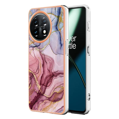 YB IMD Series-16 Style E Phone Case For OnePlus 11 5G , 2.0mm Electroplating IMD Marble Pattern TPU Cover
