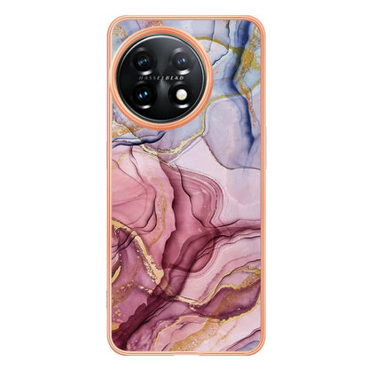 YB IMD Series-16 Style E Phone Case For OnePlus 11 5G , 2.0mm Electroplating IMD Marble Pattern TPU Cover
