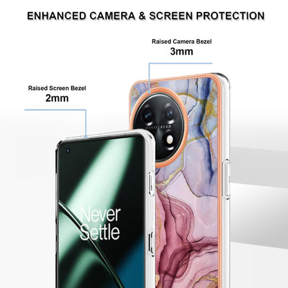 YB IMD Series-16 Style E Phone Case For OnePlus 11 5G , 2.0mm Electroplating IMD Marble Pattern TPU Cover