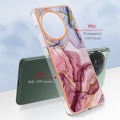 YB IMD Series-16 Style E Phone Case For OnePlus 11 5G , 2.0mm Electroplating IMD Marble Pattern TPU Cover