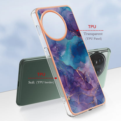 YB IMD Series-16 Style E Phone Case For OnePlus 11 5G , 2.0mm Electroplating IMD Marble Pattern TPU Cover