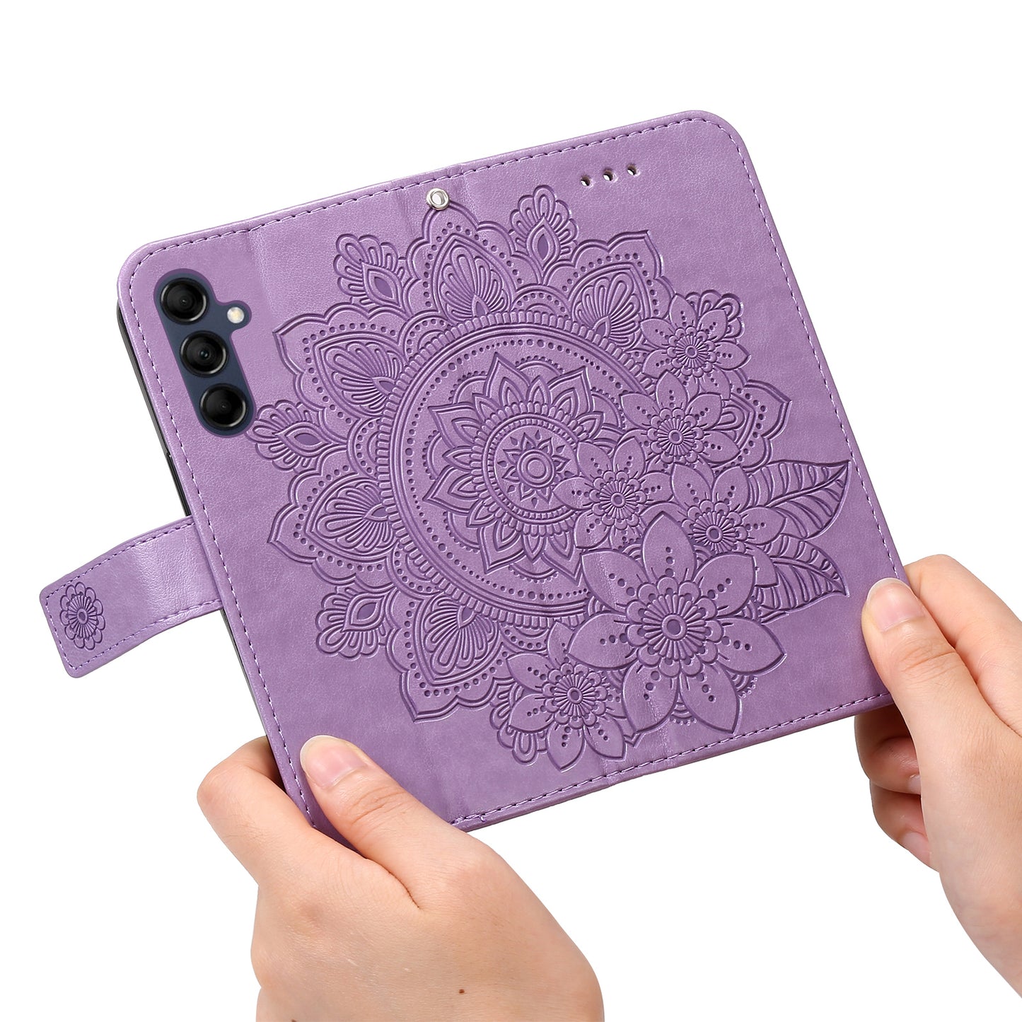 Phone Leather Case for Samsung Galaxy M14 5G Flower Imprinting Stand Wallet Shockproof Phone Cover