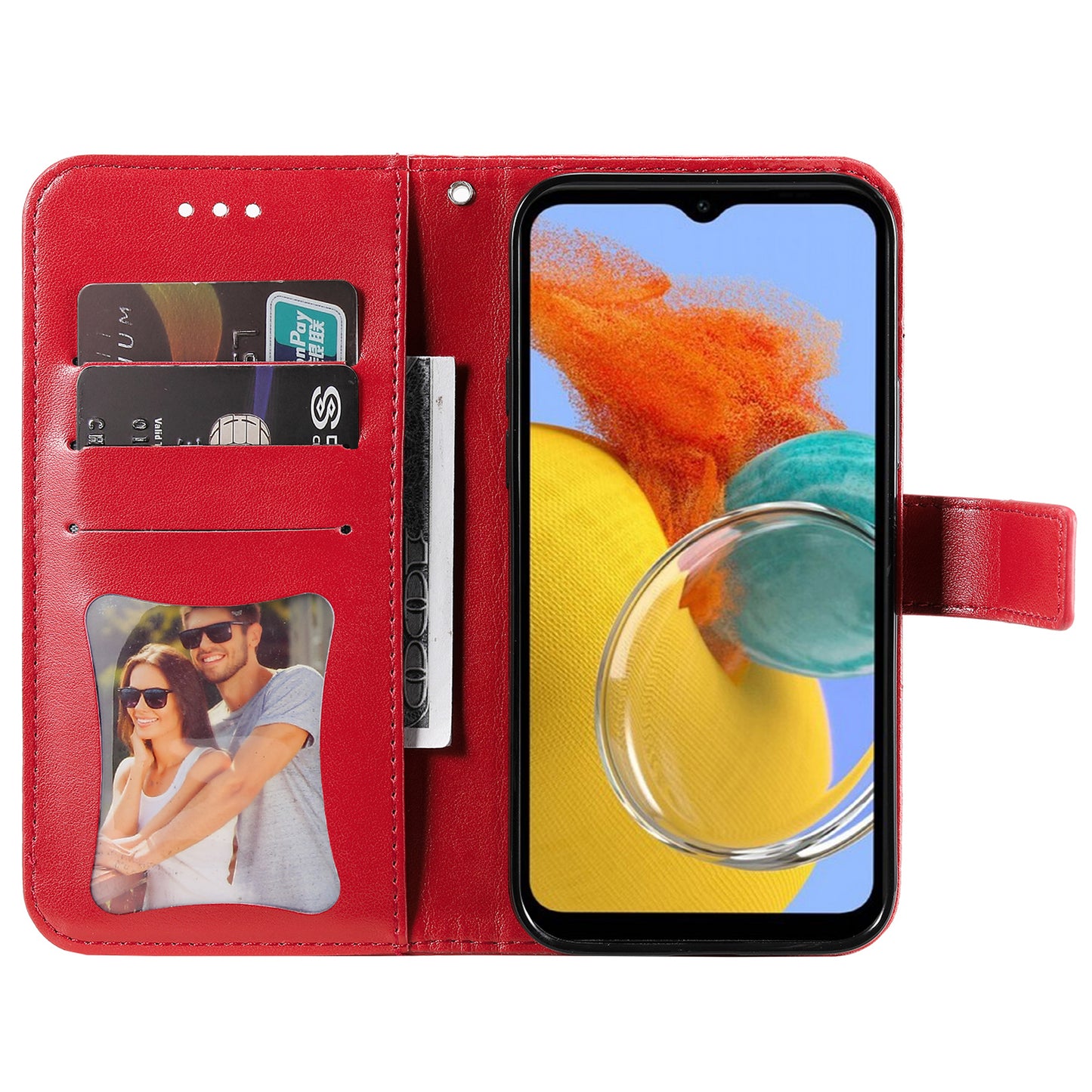 Phone Leather Case for Samsung Galaxy M14 5G Flower Imprinting Stand Wallet Shockproof Phone Cover