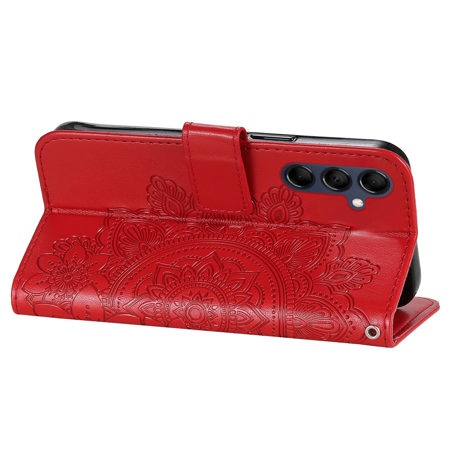 Phone Leather Case for Samsung Galaxy M14 5G Flower Imprinting Stand Wallet Shockproof Phone Cover