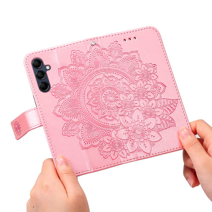 Phone Leather Case for Samsung Galaxy M14 5G Flower Imprinting Stand Wallet Shockproof Phone Cover