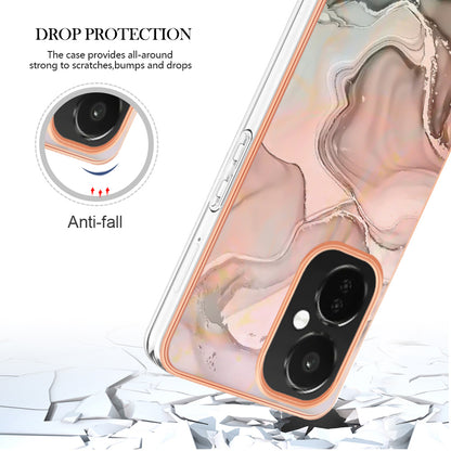 For OnePlus Nord CE 3 5G YB IMD Series-16 Style E  Electroplating IMD Marble Pattern TPU Cover 2.0mm Phone Case