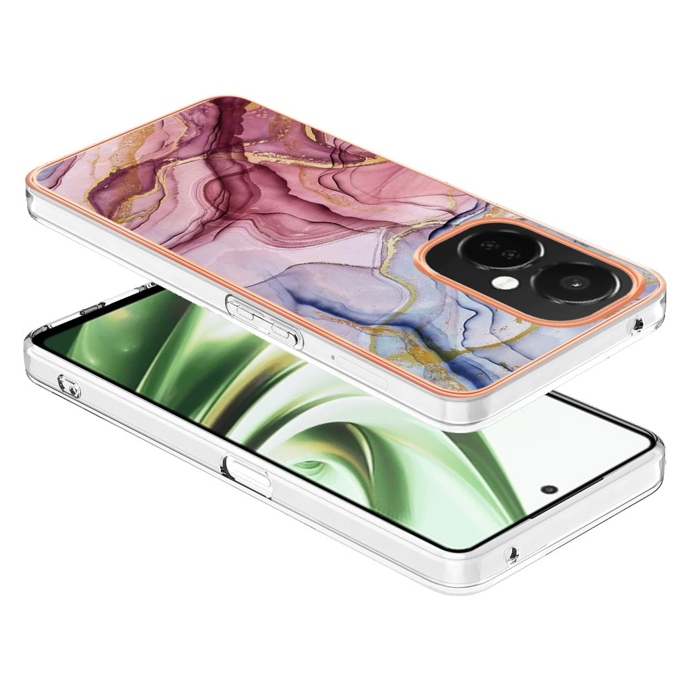 For OnePlus Nord CE 3 5G YB IMD Series-16 Style E  Electroplating IMD Marble Pattern TPU Cover 2.0mm Phone Case