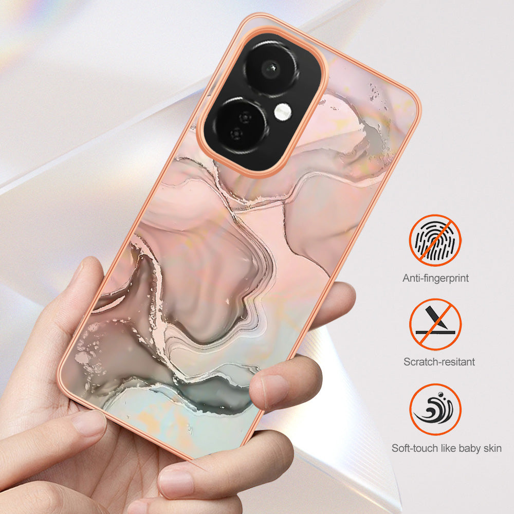For OnePlus Nord CE 3 5G YB IMD Series-16 Style E  Electroplating IMD Marble Pattern TPU Cover 2.0mm Phone Case