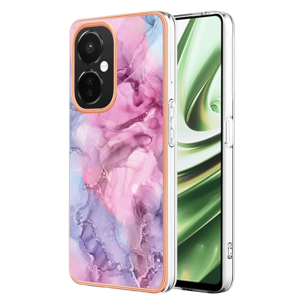 For OnePlus Nord CE 3 5G YB IMD Series-16 Style E  Electroplating IMD Marble Pattern TPU Cover 2.0mm Phone Case