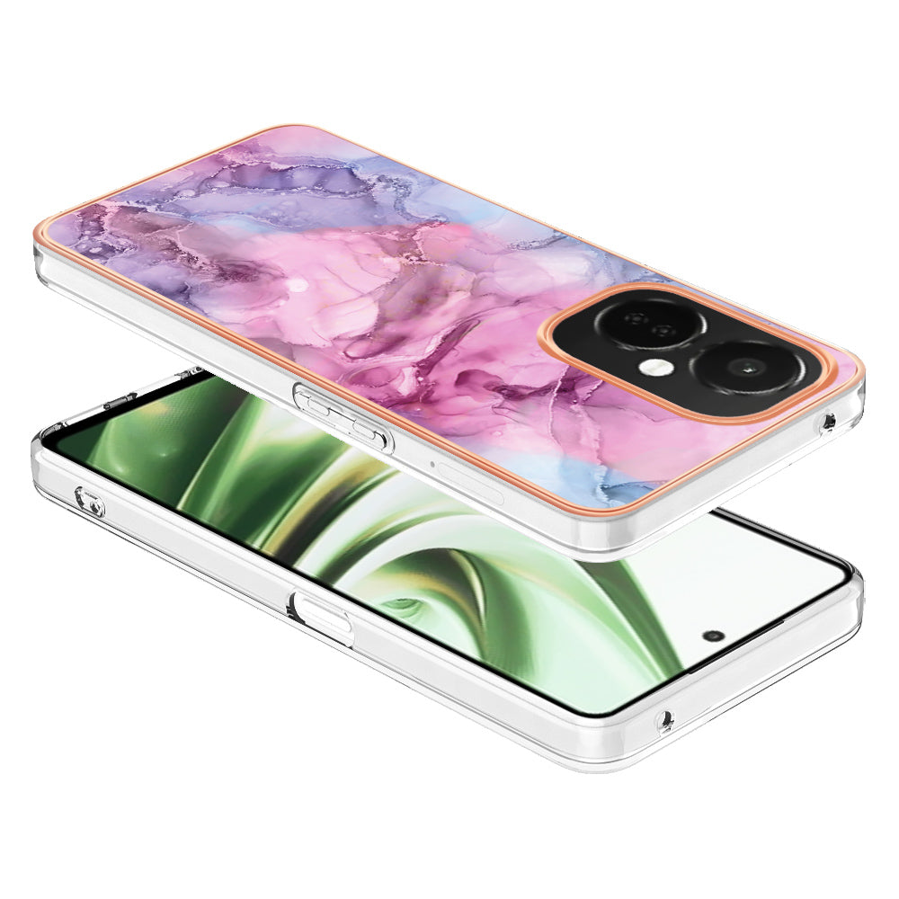 For OnePlus Nord CE 3 5G YB IMD Series-16 Style E  Electroplating IMD Marble Pattern TPU Cover 2.0mm Phone Case