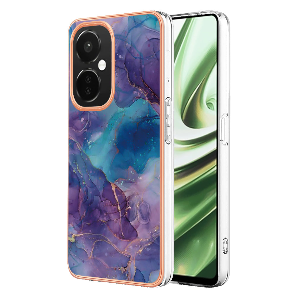 For OnePlus Nord CE 3 5G YB IMD Series-16 Style E  Electroplating IMD Marble Pattern TPU Cover 2.0mm Phone Case