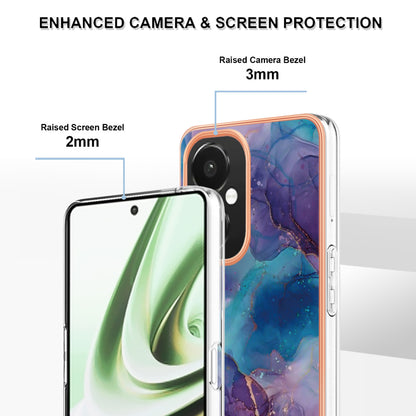 For OnePlus Nord CE 3 5G YB IMD Series-16 Style E  Electroplating IMD Marble Pattern TPU Cover 2.0mm Phone Case