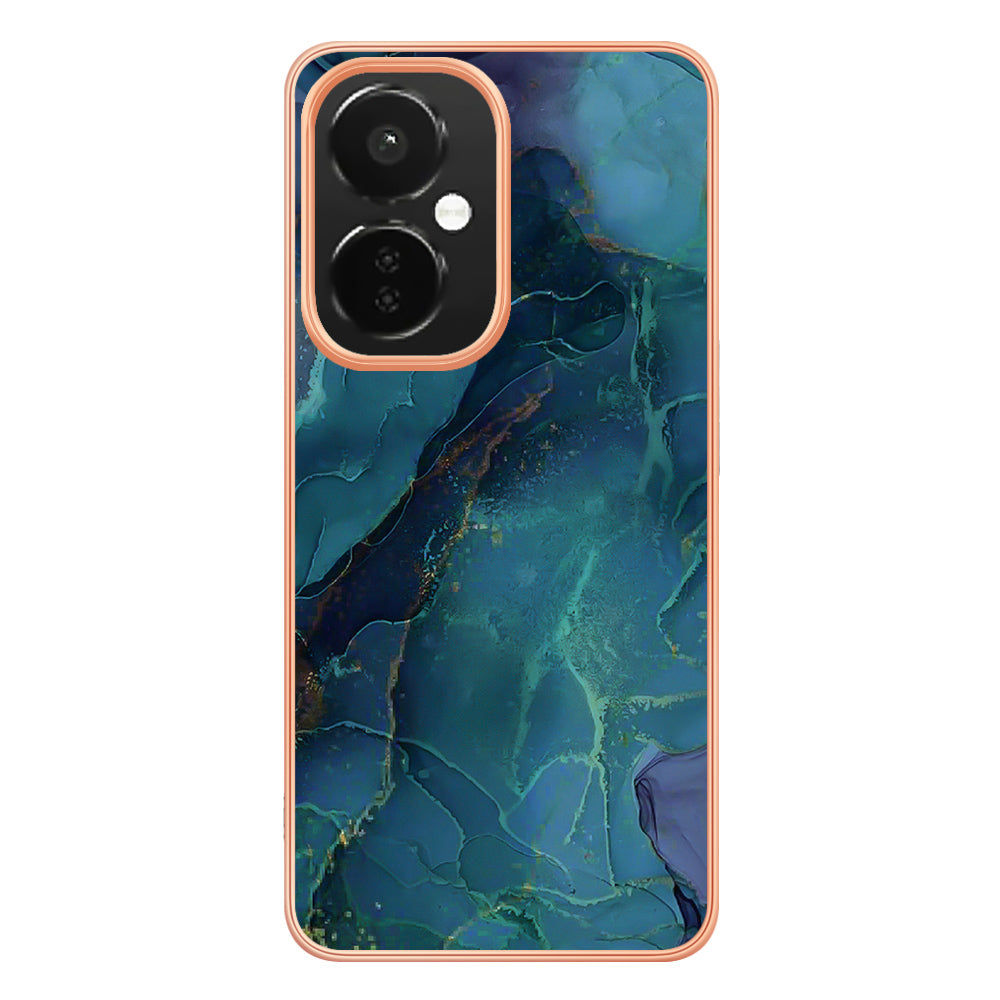 For OnePlus Nord CE 3 5G YB IMD Series-16 Style E  Electroplating IMD Marble Pattern TPU Cover 2.0mm Phone Case