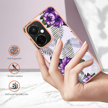 YB IMD Series-1 for OnePlus Nord CE 3 Lite 5G / Nord N30 5G Electroplating Phone Cover Marble Floral Pattern TPU IMD Case