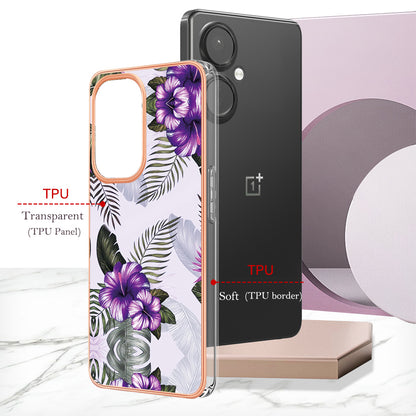 YB IMD Series-1 for OnePlus Nord CE 3 Lite 5G / Nord N30 5G Electroplating Phone Cover Marble Floral Pattern TPU IMD Case