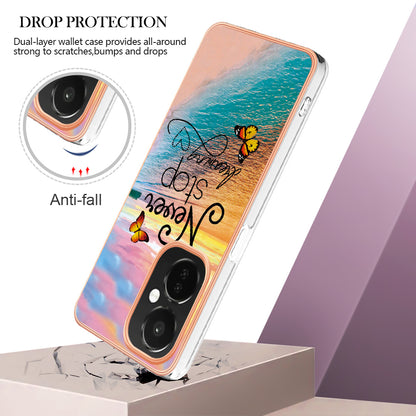 YB IMD Series-1 for OnePlus Nord CE 3 Lite 5G / Nord N30 5G Electroplating Phone Cover Marble Floral Pattern TPU IMD Case