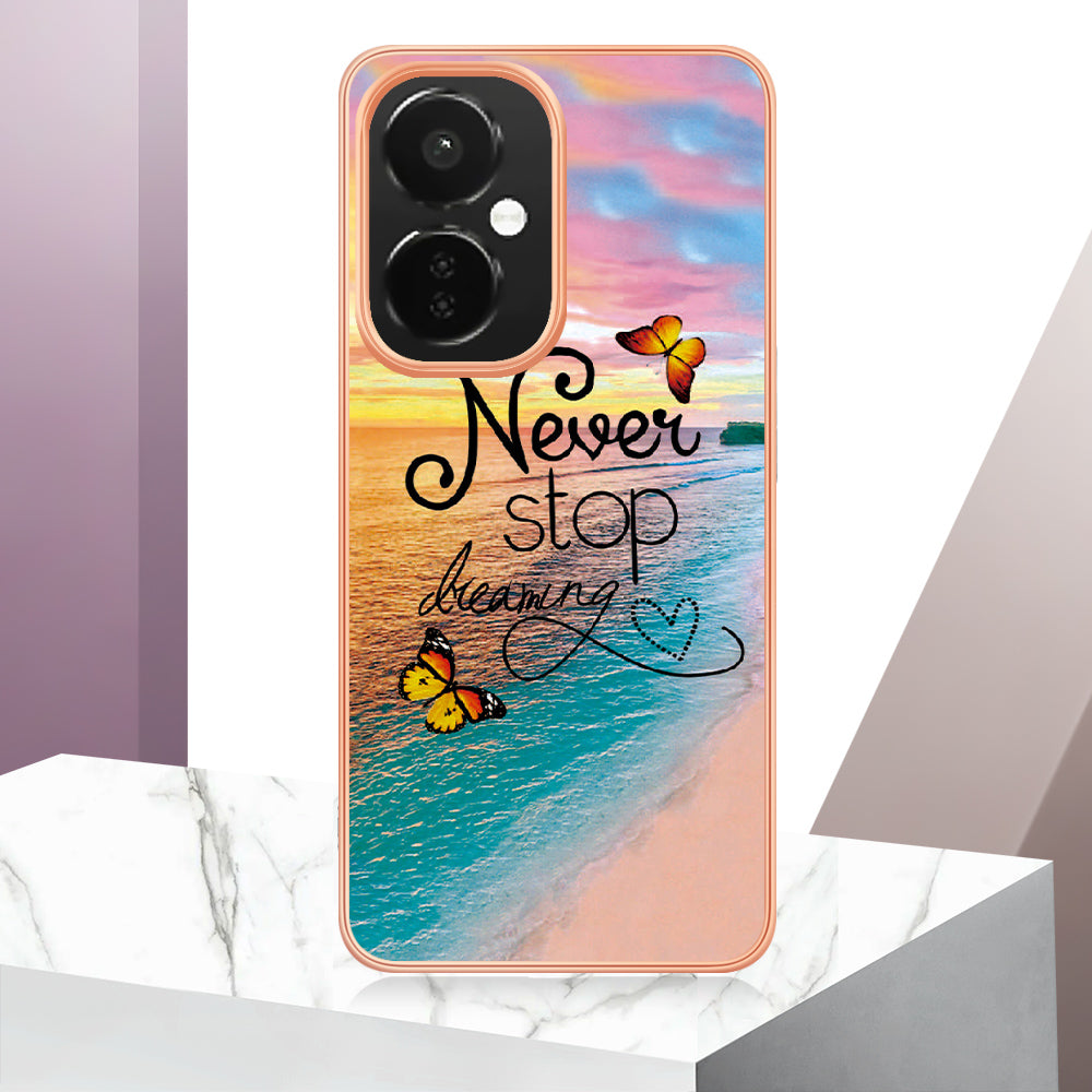 YB IMD Series-1 for OnePlus Nord CE 3 Lite 5G / Nord N30 5G Electroplating Phone Cover Marble Floral Pattern TPU IMD Case