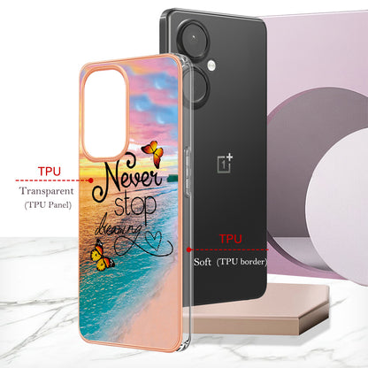 YB IMD Series-1 for OnePlus Nord CE 3 Lite 5G / Nord N30 5G Electroplating Phone Cover Marble Floral Pattern TPU IMD Case