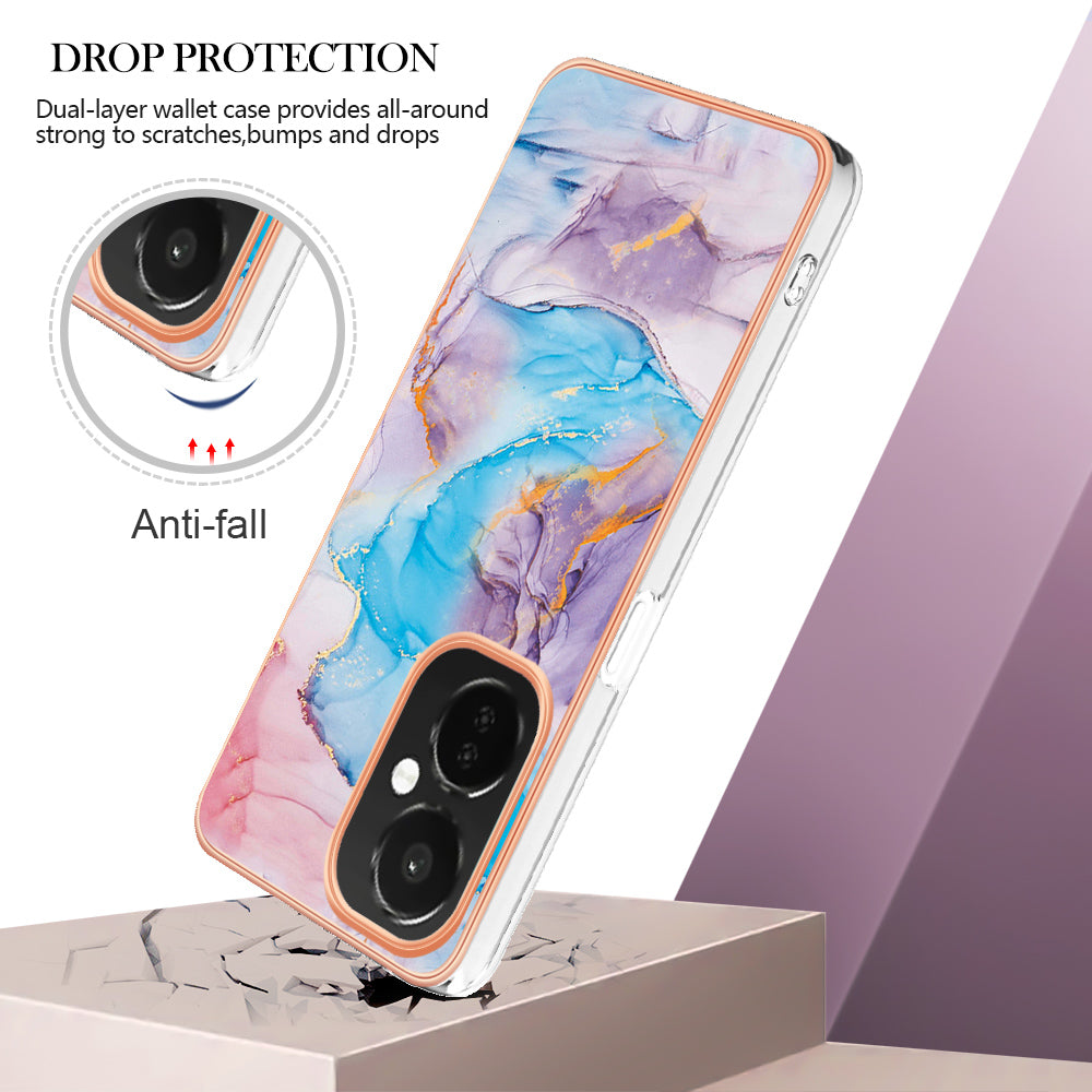 YB IMD Series-1 for OnePlus Nord CE 3 Lite 5G / Nord N30 5G Electroplating Phone Cover Marble Floral Pattern TPU IMD Case