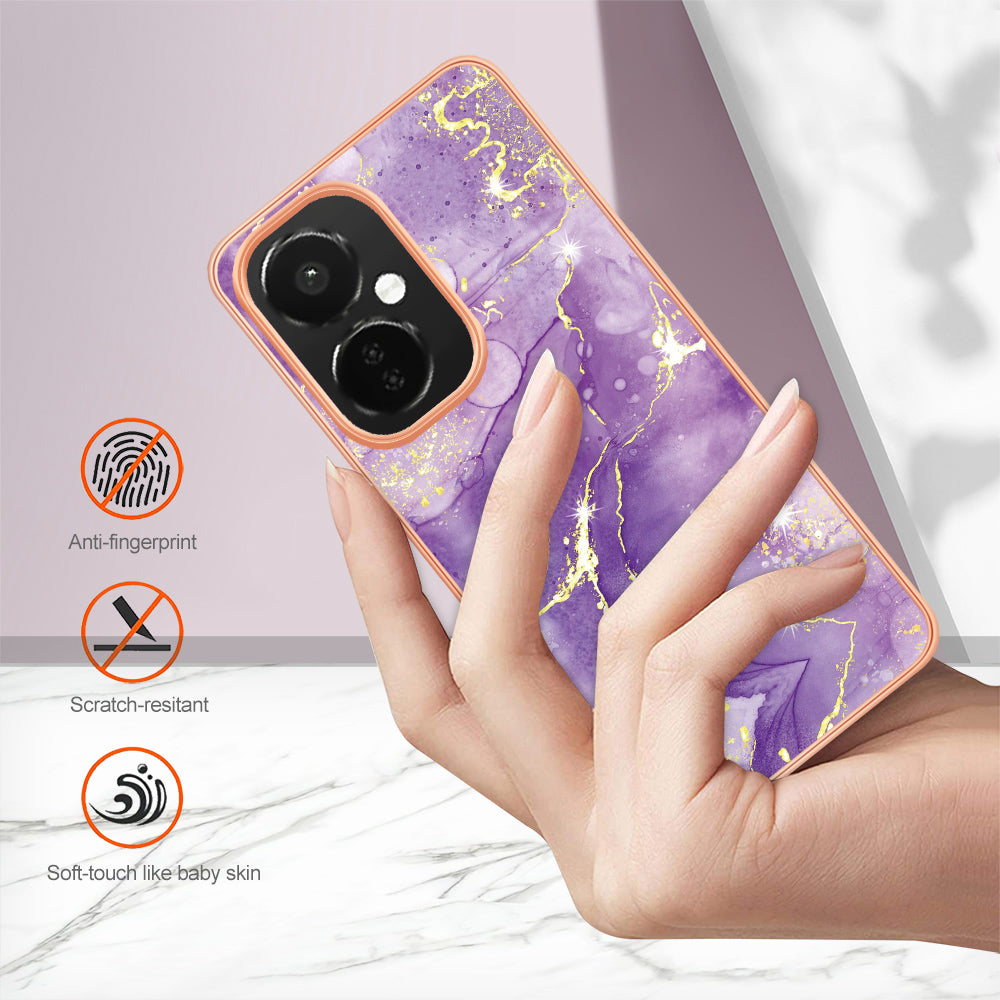 For OnePlus Nord CE 3 Lite 5G / Nord N30 5G YB IMD Series-2 Marble Pattern IMD TPU Case Electroplating Frame Phone Cover