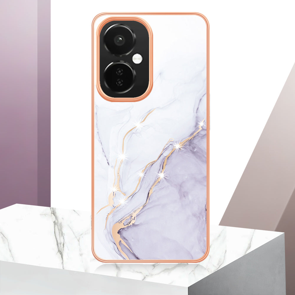 For OnePlus Nord CE 3 Lite 5G / Nord N30 5G YB IMD Series-2 Marble Pattern IMD TPU Case Electroplating Frame Phone Cover