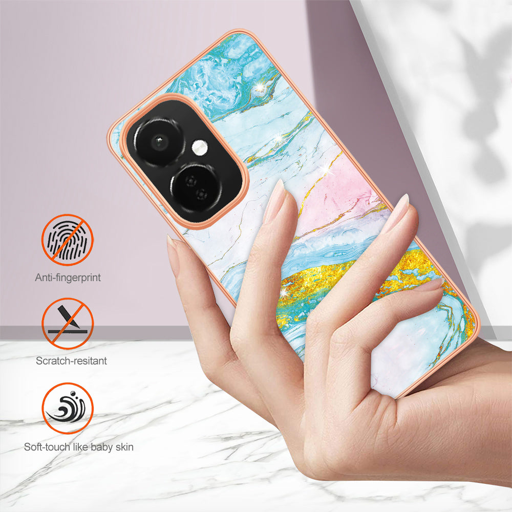 For OnePlus Nord CE 3 Lite 5G / Nord N30 5G YB IMD Series-2 Marble Pattern IMD TPU Case Electroplating Frame Phone Cover