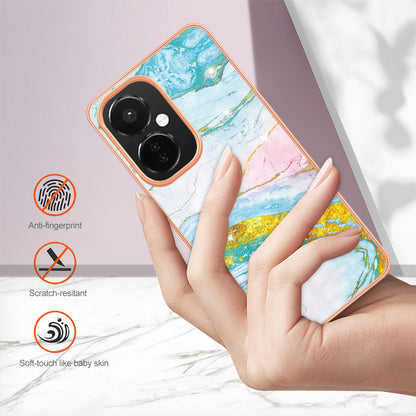 For OnePlus Nord CE 3 Lite 5G / Nord N30 5G YB IMD Series-2 Marble Pattern IMD TPU Case Electroplating Frame Phone Cover