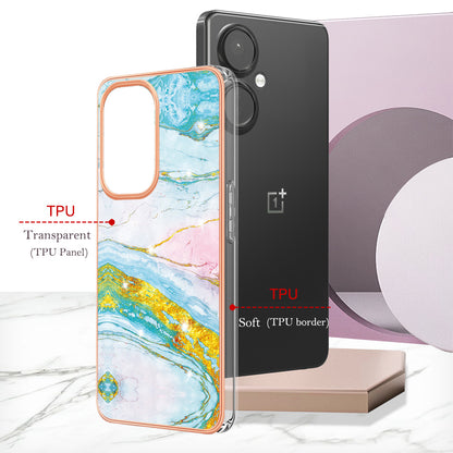 For OnePlus Nord CE 3 Lite 5G / Nord N30 5G YB IMD Series-2 Marble Pattern IMD TPU Case Electroplating Frame Phone Cover