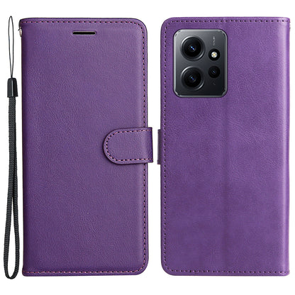 KT Leather Series-2 For Xiaomi Redmi Note 12 4G Flip Stand Protective Shell Solid Color PU Leather Wallet Phone Case