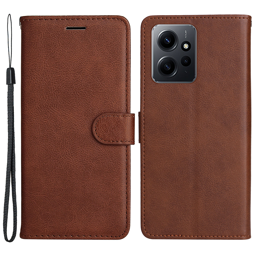 KT Leather Series-2 For Xiaomi Redmi Note 12 4G Flip Stand Protective Shell Solid Color PU Leather Wallet Phone Case