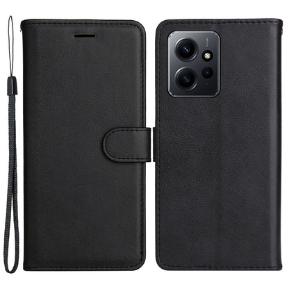 KT Leather Series-2 For Xiaomi Redmi Note 12 4G Flip Stand Protective Shell Solid Color PU Leather Wallet Phone Case