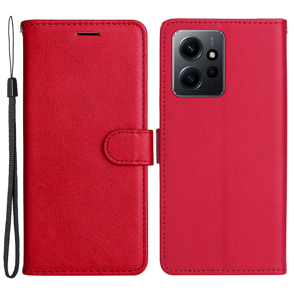 KT Leather Series-2 For Xiaomi Redmi Note 12 4G Flip Stand Protective Shell Solid Color PU Leather Wallet Phone Case