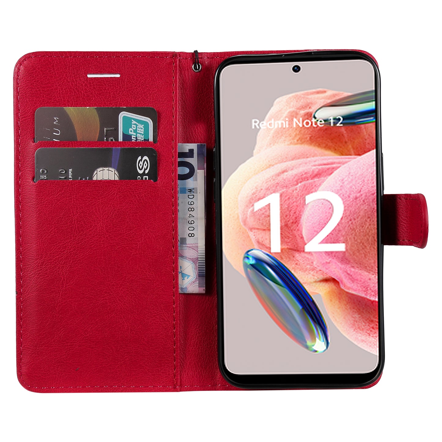 KT Leather Series-2 For Xiaomi Redmi Note 12 4G Flip Stand Protective Shell Solid Color PU Leather Wallet Phone Case