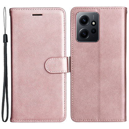 KT Leather Series-2 For Xiaomi Redmi Note 12 4G Flip Stand Protective Shell Solid Color PU Leather Wallet Phone Case