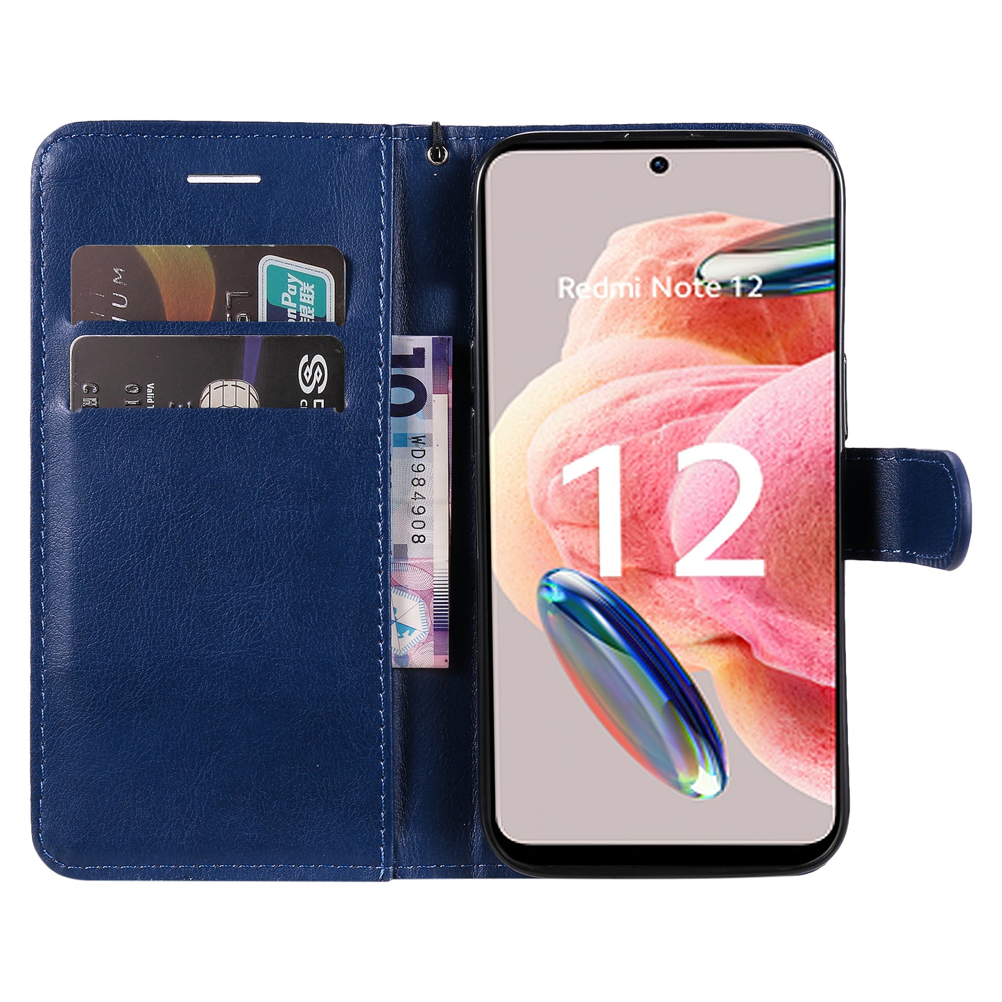 KT Leather Series-2 For Xiaomi Redmi Note 12 4G Flip Stand Protective Shell Solid Color PU Leather Wallet Phone Case