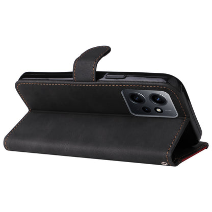 KT Leather Series-5 for Xiaomi Redmi Note 12 4G Drop-proof Stand Phone Case 3-Color Splicing PU Leather Wallet Cover