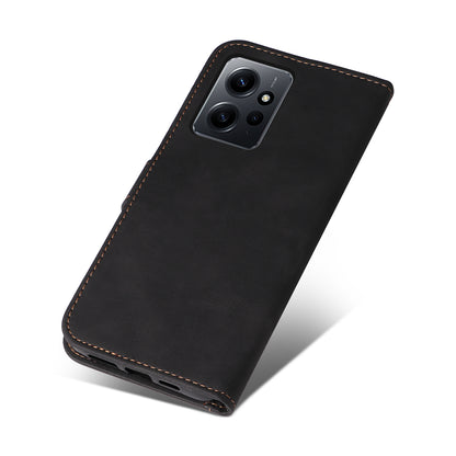 KT Leather Series-5 for Xiaomi Redmi Note 12 4G Drop-proof Stand Phone Case 3-Color Splicing PU Leather Wallet Cover