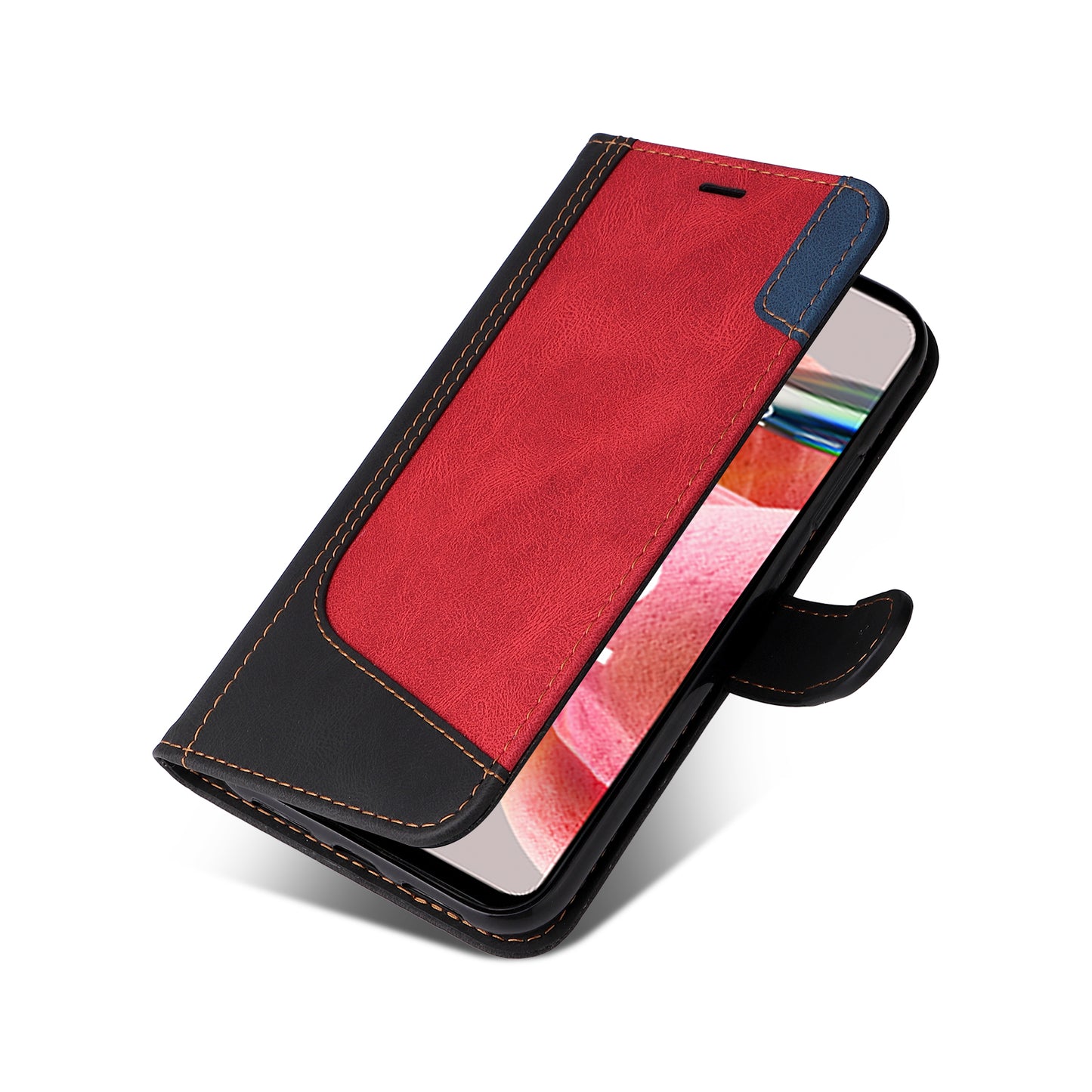 KT Leather Series-5 for Xiaomi Redmi Note 12 4G Drop-proof Stand Phone Case 3-Color Splicing PU Leather Wallet Cover