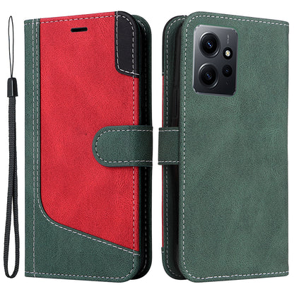KT Leather Series-5 for Xiaomi Redmi Note 12 4G Drop-proof Stand Phone Case 3-Color Splicing PU Leather Wallet Cover