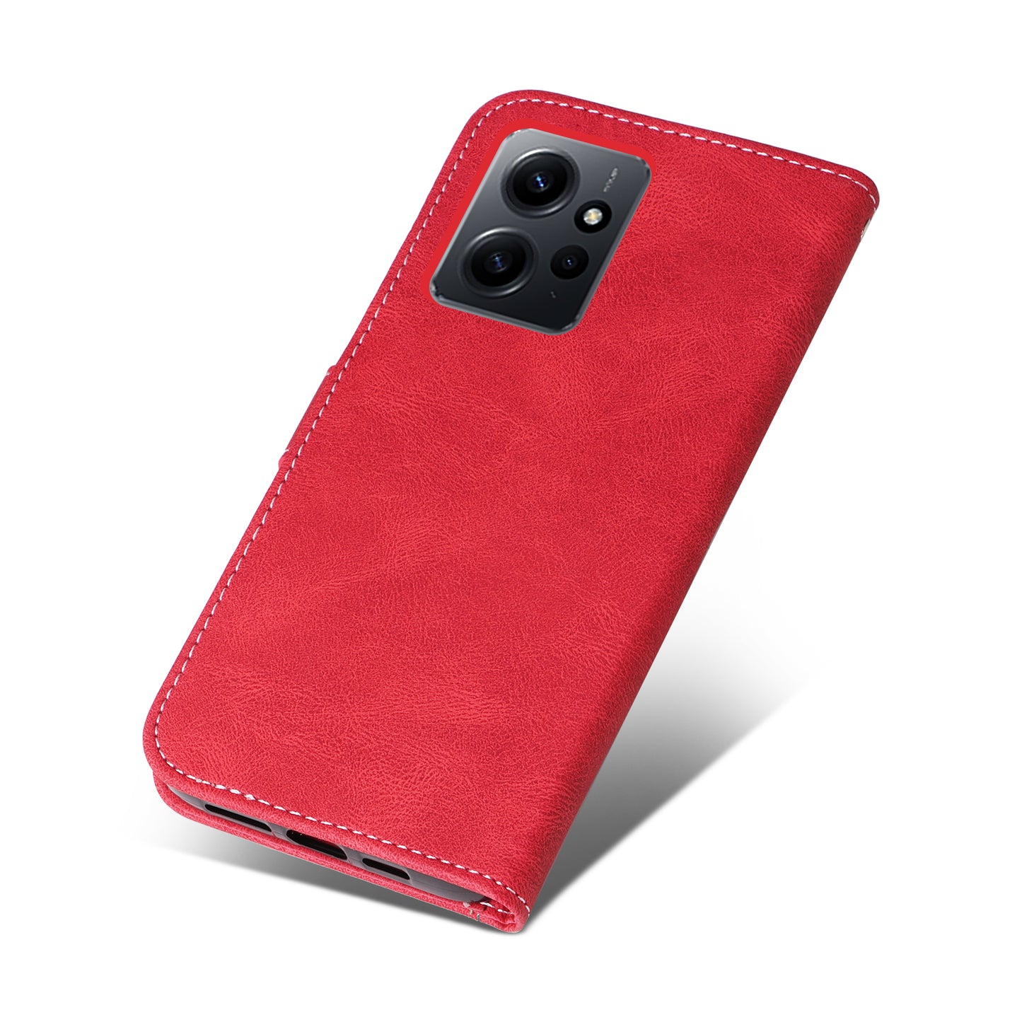 KT Leather Series-5 for Xiaomi Redmi Note 12 4G Drop-proof Stand Phone Case 3-Color Splicing PU Leather Wallet Cover