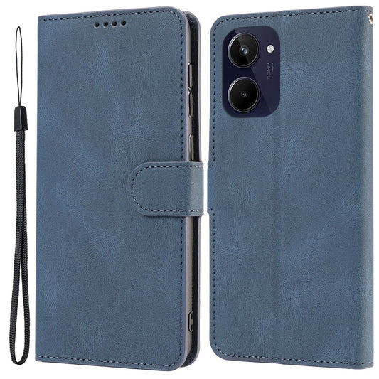 Stand Wallet Cover for Realme 10 4G Drop Resistant PU Leather Phone Case with Strap