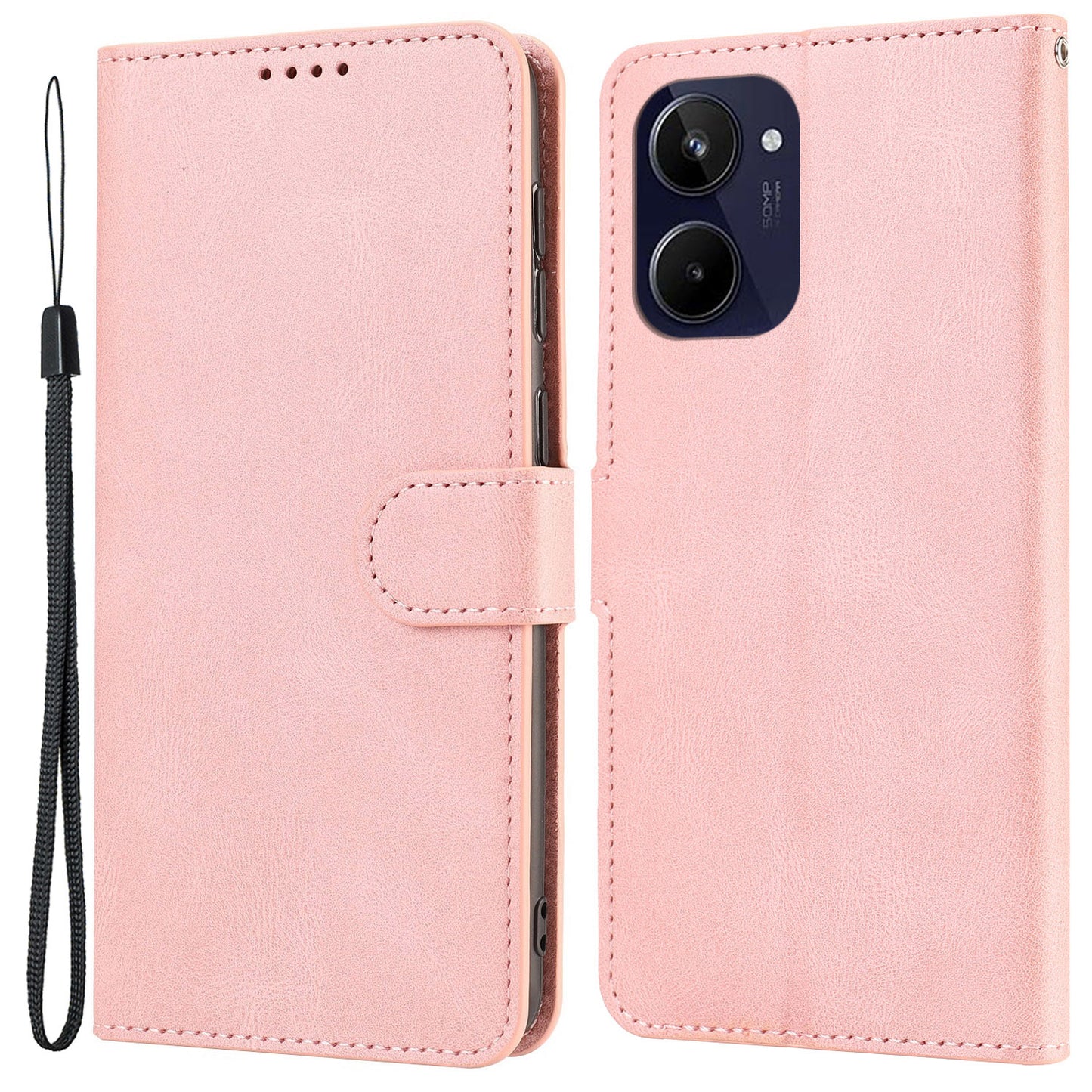 Stand Wallet Cover for Realme 10 4G Drop Resistant PU Leather Phone Case with Strap