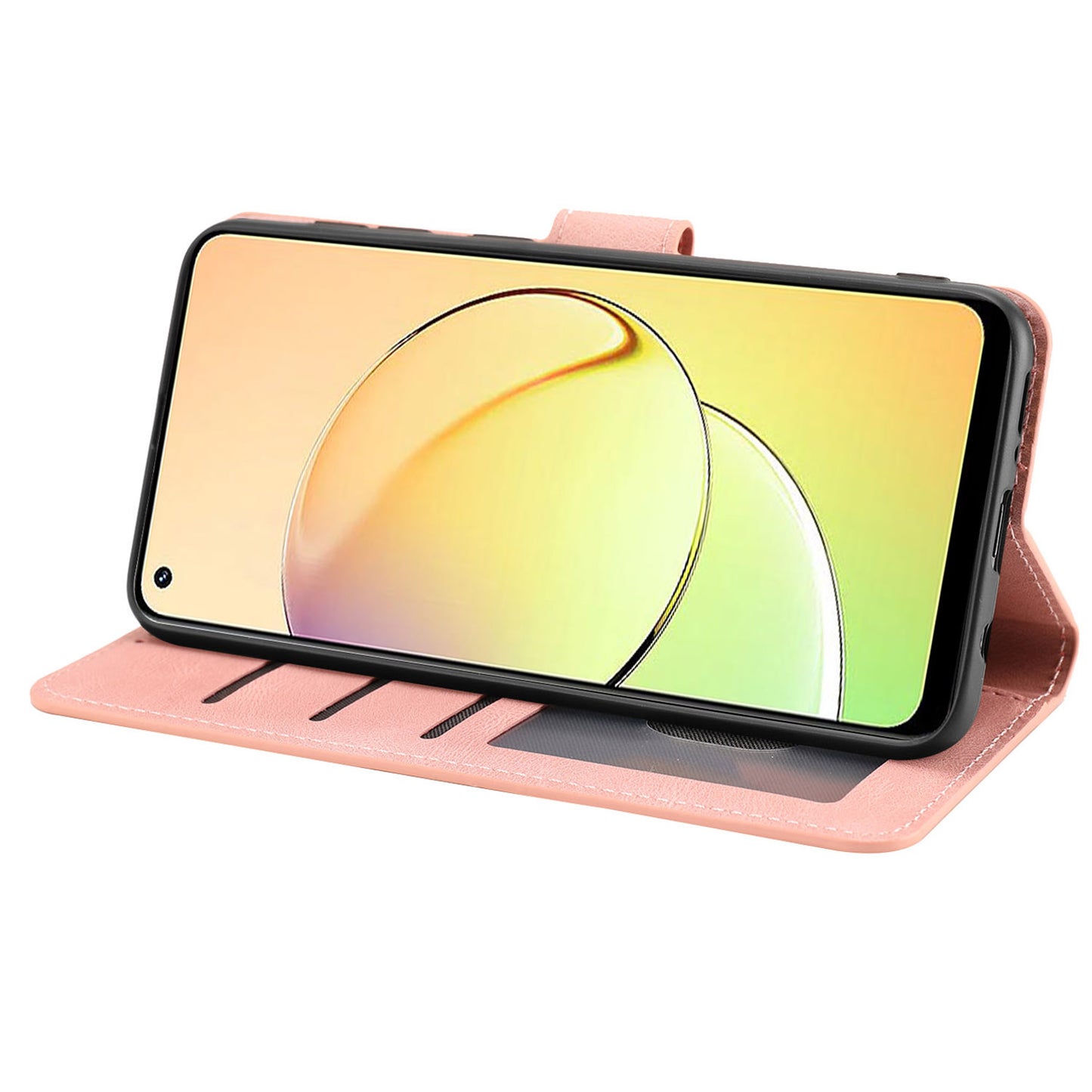 Stand Wallet Cover for Realme 10 4G Drop Resistant PU Leather Phone Case with Strap