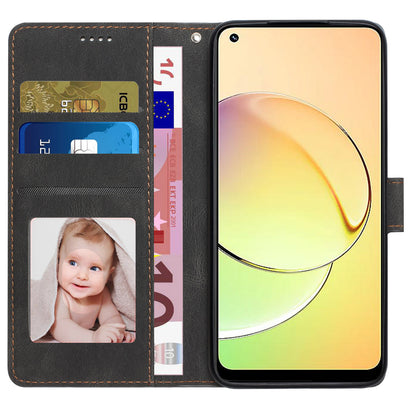 Stand Wallet Cover for Realme 10 4G Drop Resistant PU Leather Phone Case with Strap