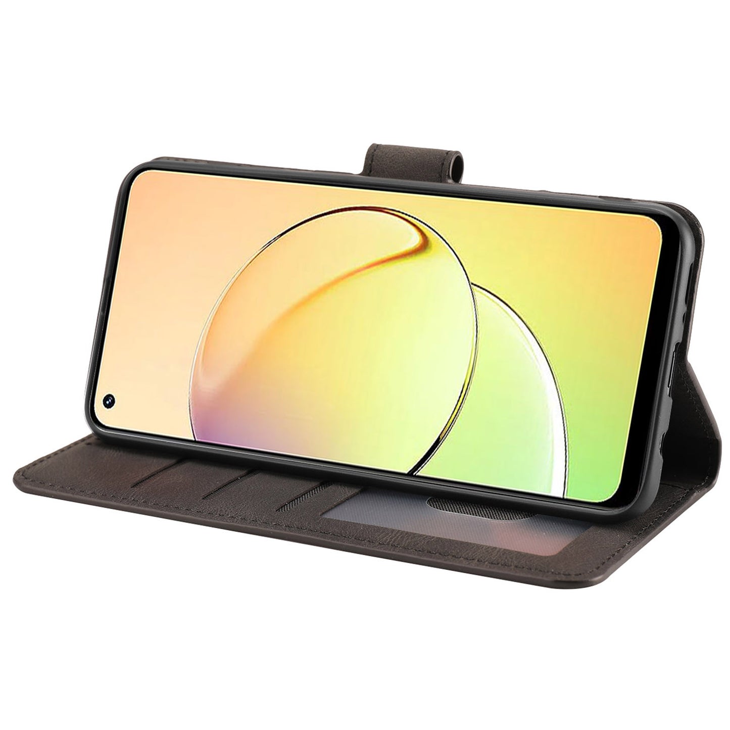 Stand Wallet Cover for Realme 10 4G Drop Resistant PU Leather Phone Case with Strap