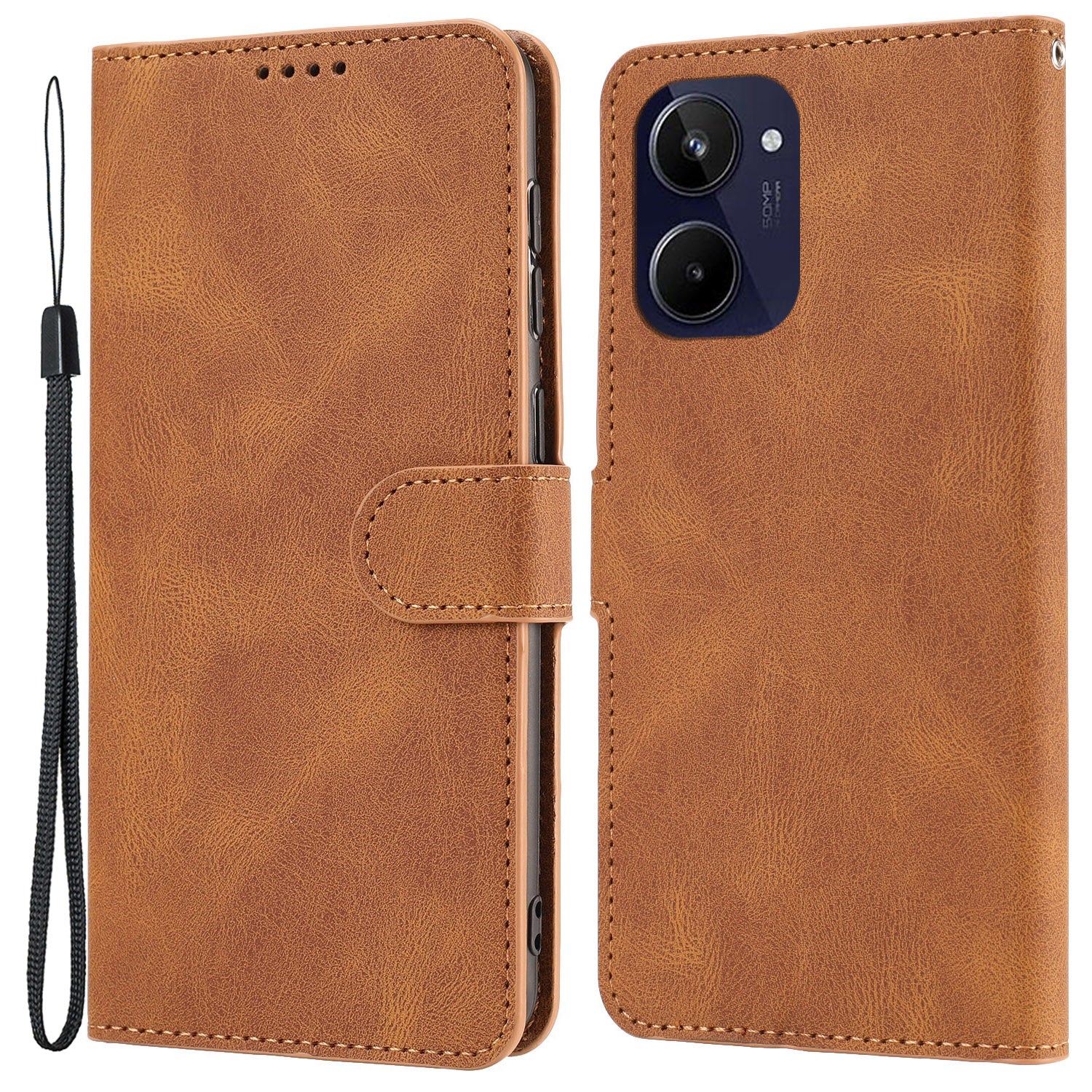 Stand Wallet Cover for Realme 10 4G Drop Resistant PU Leather Phone Case with Strap