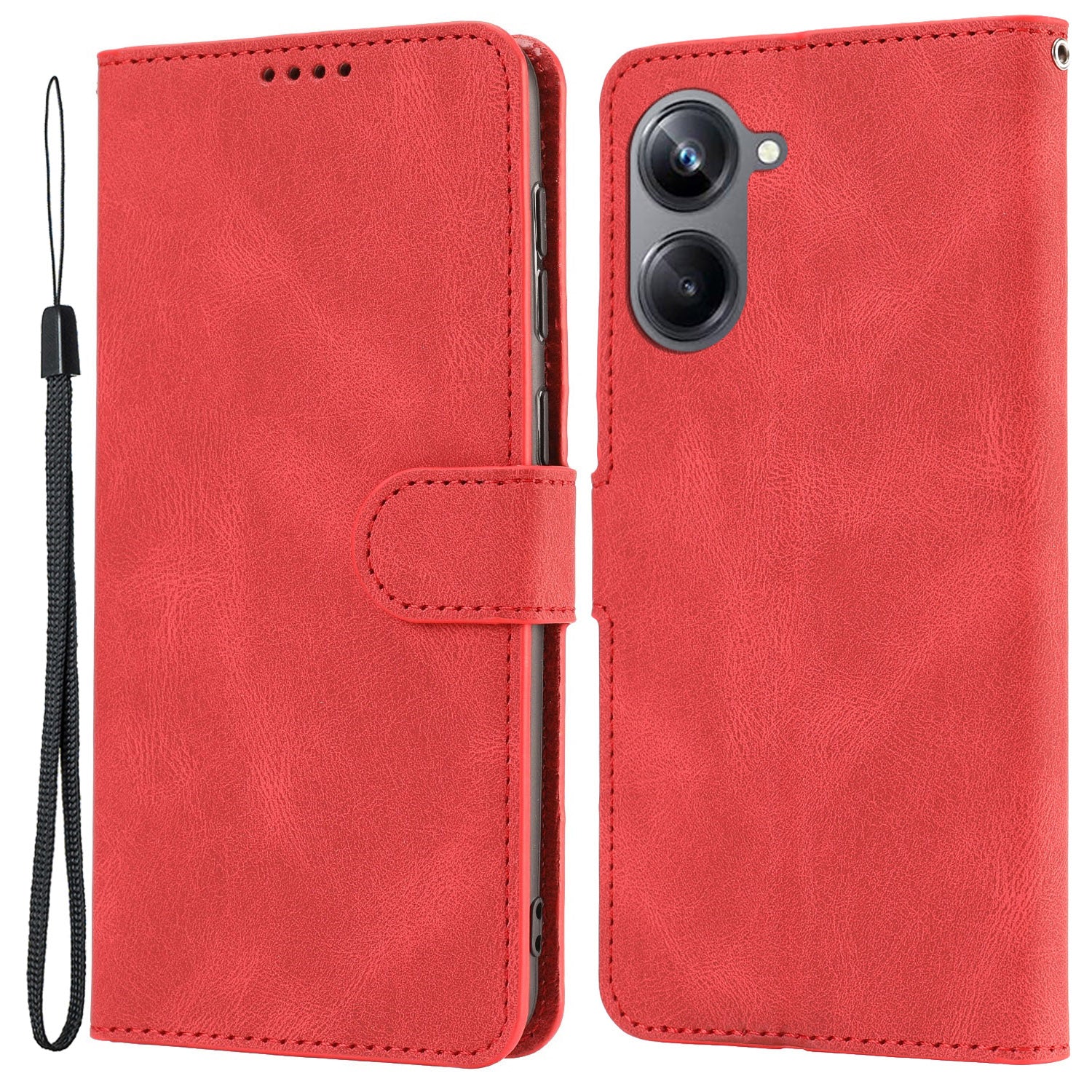 For Realme 10 Pro 5G Wallet Phone Case Anti-Drop Leather Phone Cover with Strap