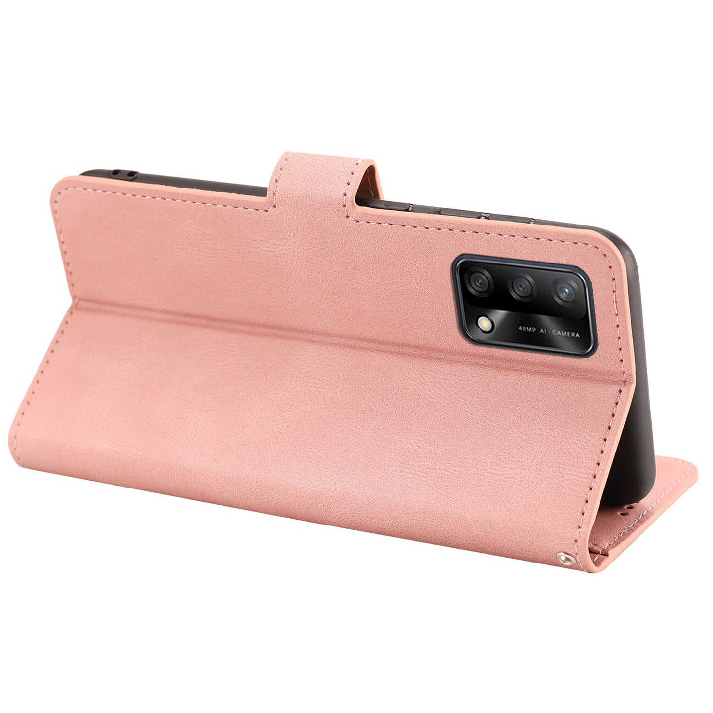 For Oppo A74 4G / F19 Shockproof Case Wallet Phone Shell Anti-Drop Leather Phone Cover with Strap