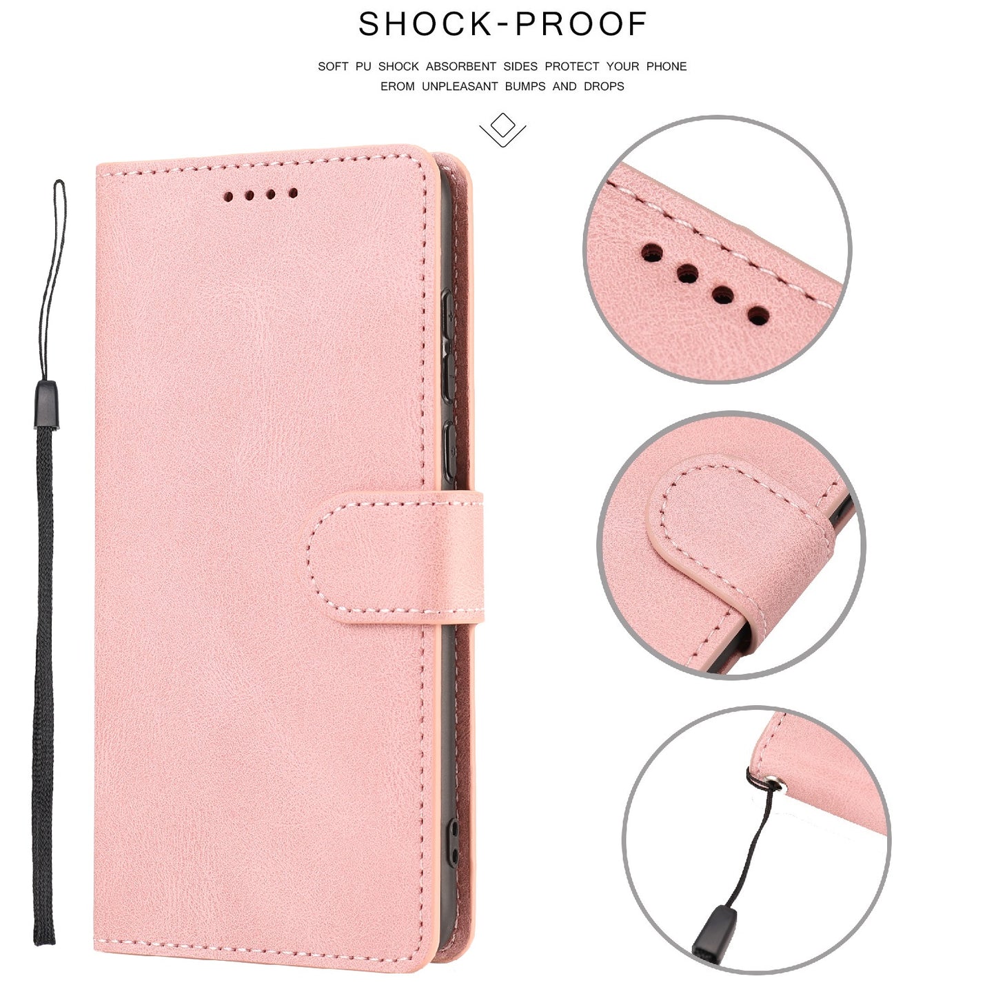 For Oppo A74 4G / F19 Shockproof Case Wallet Phone Shell Anti-Drop Leather Phone Cover with Strap