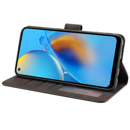 For Oppo A74 4G / F19 Shockproof Case Wallet Phone Shell Anti-Drop Leather Phone Cover with Strap